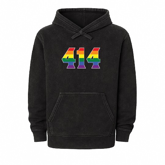 Gay Pride 414 Milwaukee Area Code Mineral Wash Hoodies
