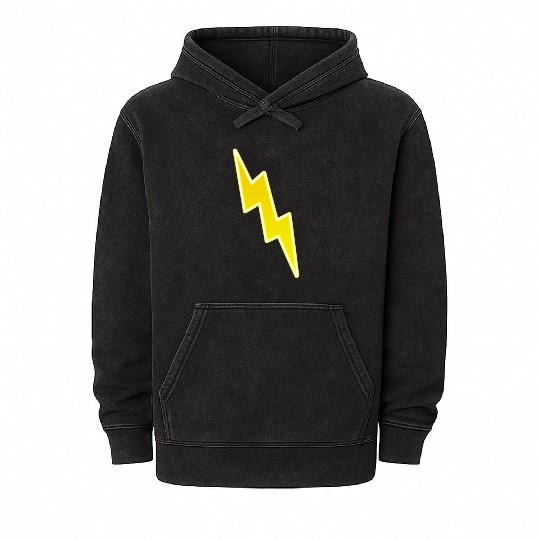 Zap - Yellow Lightning Bolt Mineral Wash Hoodies