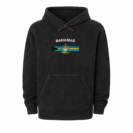 Bahamas Flag Mineral Wash Hoodies - Bahamas Emblem & Bahamas Flag