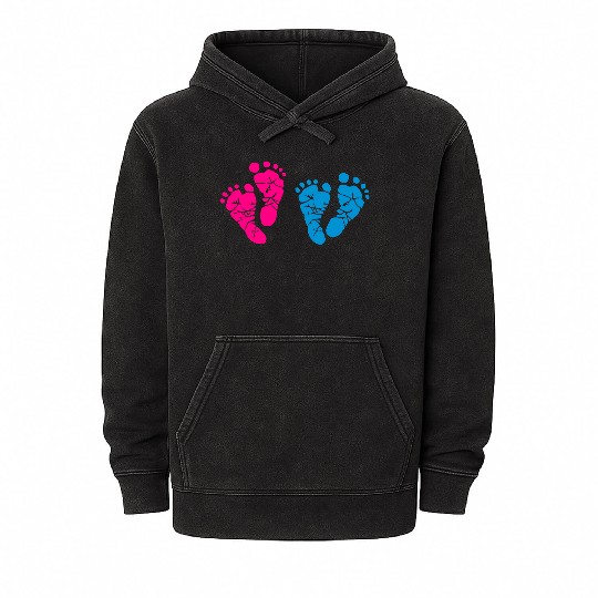 Twin Baby Feet - Pregnancy - Maternity - Mom to be Mineral Wash Hoodies