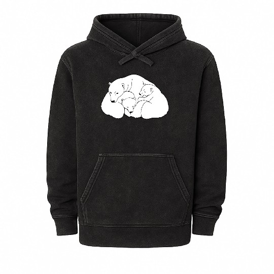 Polar Bear w. Cubs Twins Mineral Wash Hoodies