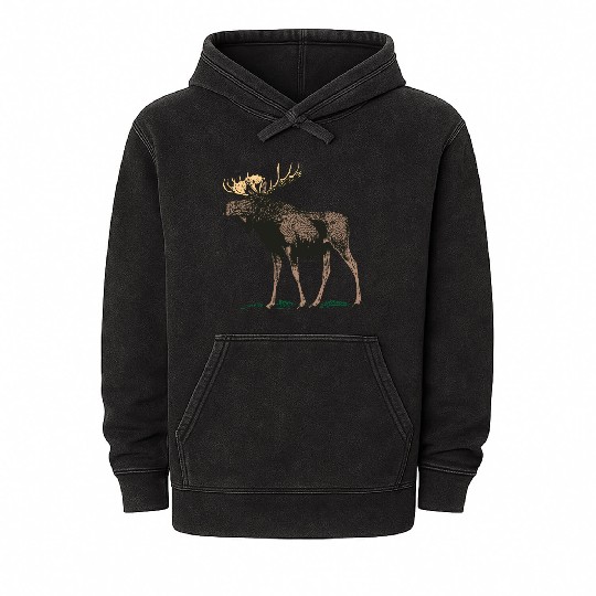Moose Elk Reindeer Deer Hunter Scandinavia Gift Mineral Wash Hoodies