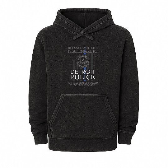 Detroit Police Support Saint Michael Police Officer Prayer Mineral Wash Hoodies