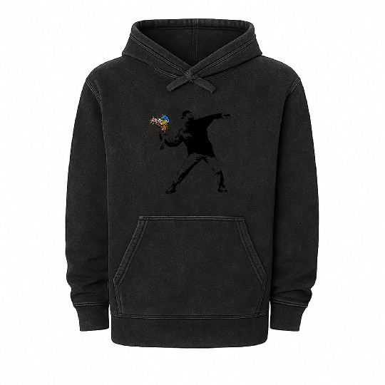 Banksy Rage Flower Thrower Mineral Wash Hoodies