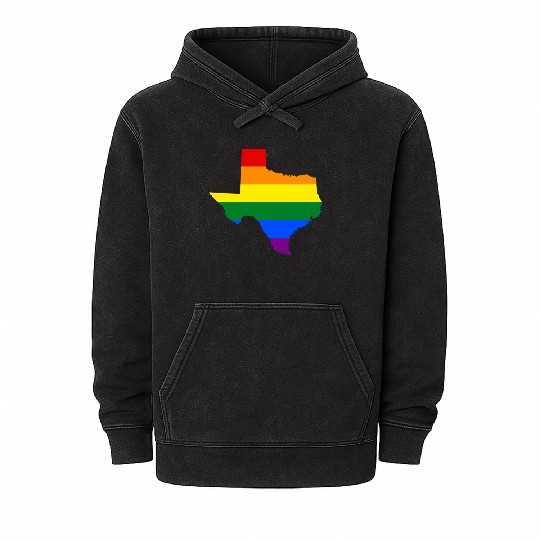 Texas Gay Pride Rainbow Flag LGBT Mineral Wash Hoodies