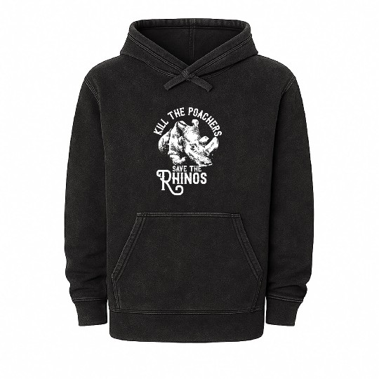 Kill the poachers not the rhinos gift rhino day Mineral Wash Hoodies
