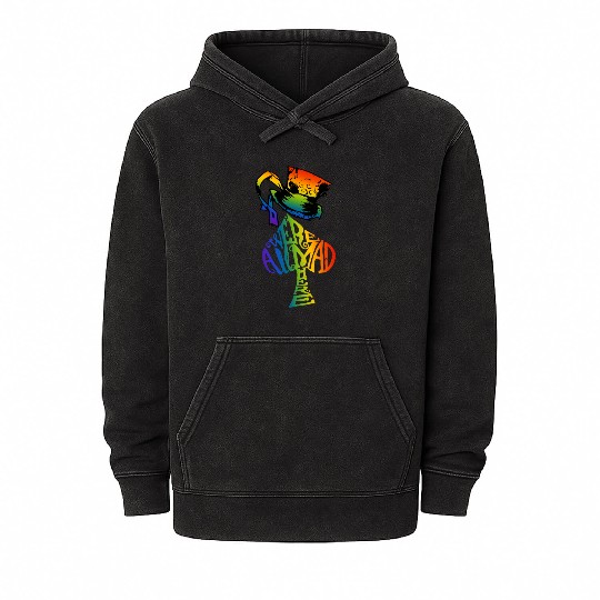 Alice in Wonderland | Were All Mad Here | Mad Hatter | LGBT Rainbow Mineral Wash Hoodies