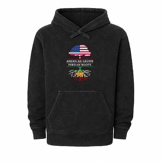 American Grown with Persian Roots Persia Design Mineral Wash Hoodies
