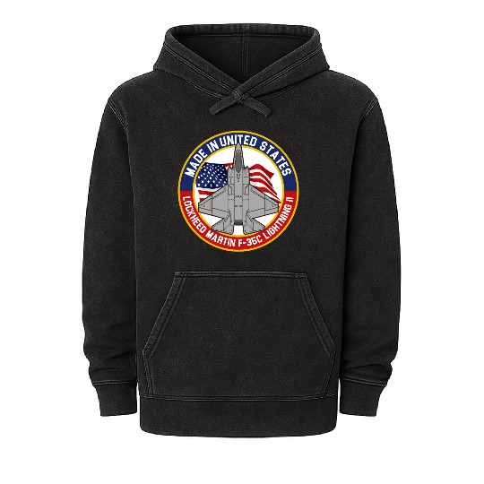 Lockheed Martin F-35C Lightning II - Made in USA Mineral Wash Hoodies