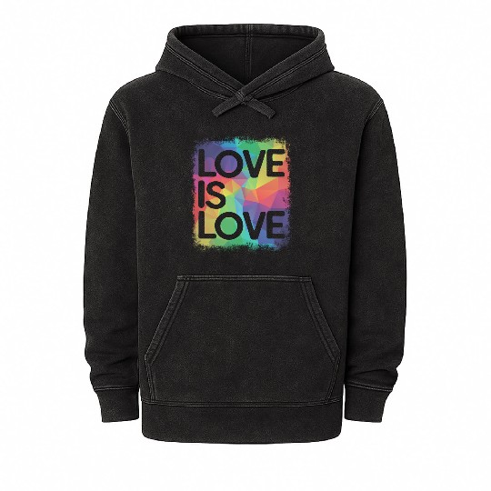 Love is Love Geometric LGBT Gay Pride Mineral Wash Hoodies