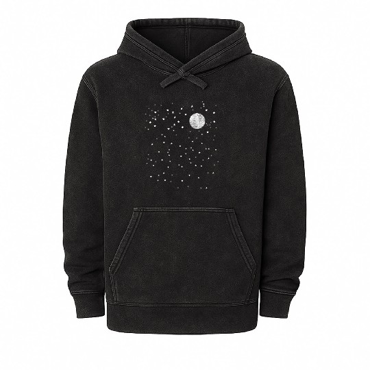 moon in the night sky Mineral Wash Hoodies