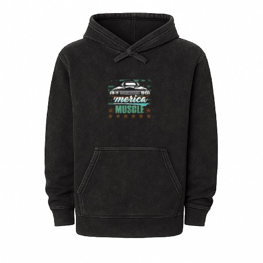 'Merica Muscle Car Mineral Wash Hoodies