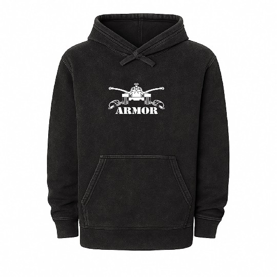 US Army Armor Branch Insignia Crossed Sabers Veter Mineral Wash Hoodies