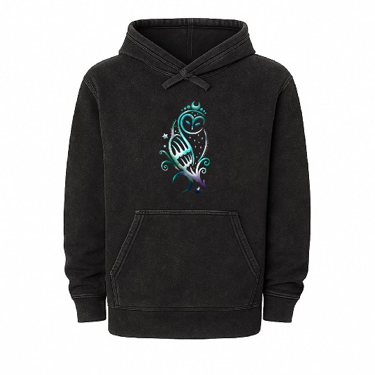 Moon owl with stars, tribal art Mineral Wash Hoodies