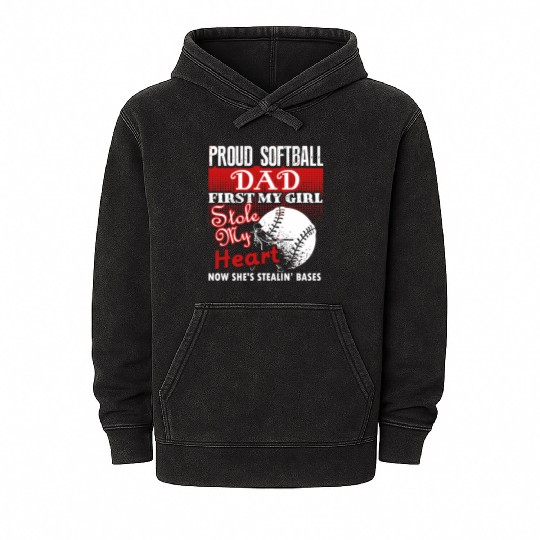 Softball - softball dad s - proud softball dad Mineral Wash Hoodies