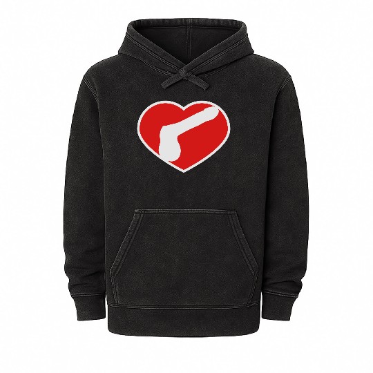 logo i love heart gay gay cock lover penis big man Mineral Wash Hoodies