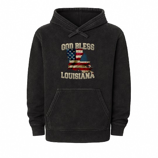 God Bless Louisiana Gift Proud Strong Awesome Design Gift Mineral Wash Hoodies