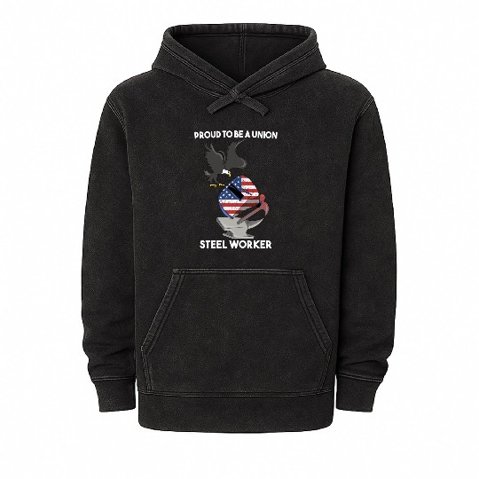 UNION STEEL WORKER USA GIFT FUNNY DAD EAGLE HAMMER Mineral Wash Hoodies