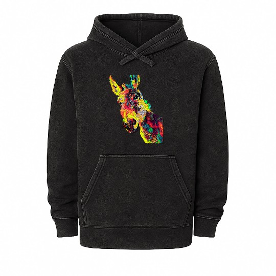 Jackass Mule Donkey Colored Design For Animal Lovers Owners True Friend Mineral Wash Hoodies