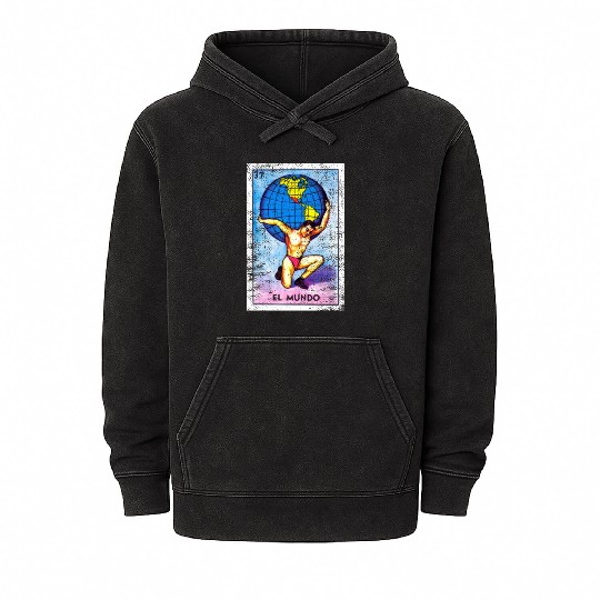 El Mundo Mexican Loteria Bingo Card Mineral Wash Hoodies