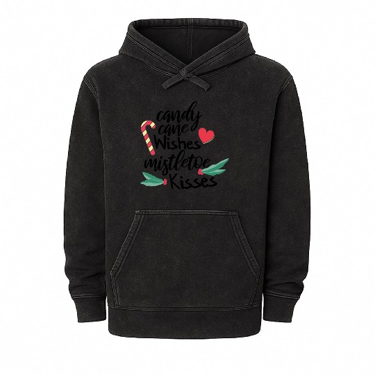 Candy cane wishes and mistletoe kisses Mineral Wash Hoodies