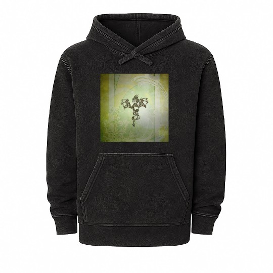 Awesome chinese dragon green colors Mineral Wash Hoodies