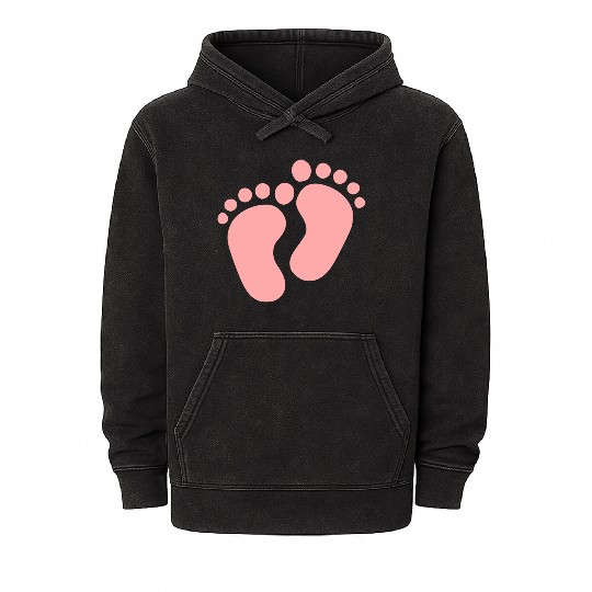 Baby Feet Pastel Pink Pregnancy Maternity Mineral Wash Hoodies