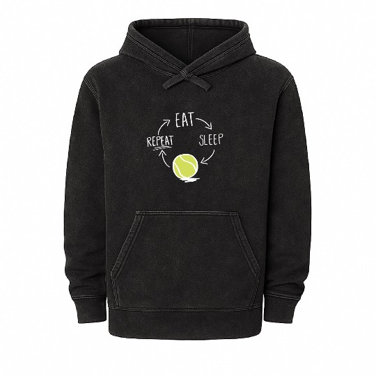 Funny Tennis Player Gift Idea Eat Sleep Repeat Mineral Wash Hoodies