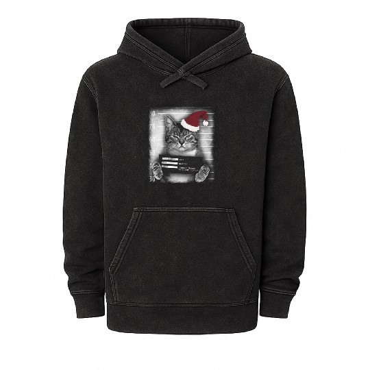 Cat Christmas Thief Mineral Wash Hoodies