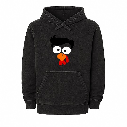 Turkey Face Thanksgiving Mineral Wash Hoodies