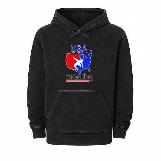 USA Wrestling Tees Mineral Wash Hoodies
