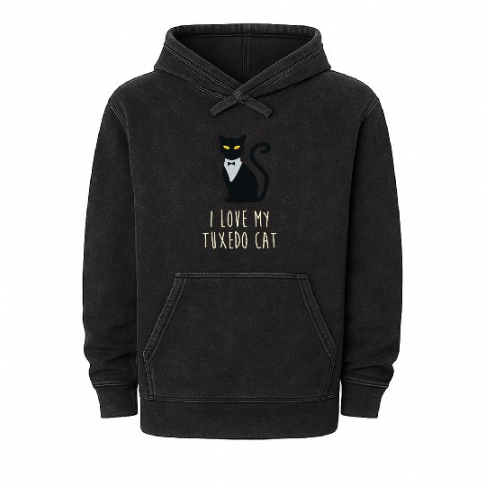 I Love My Tuxedo Cat Mineral Wash Hoodies
