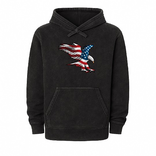 Patriotic American Eagle Mineral Wash Hoodies
