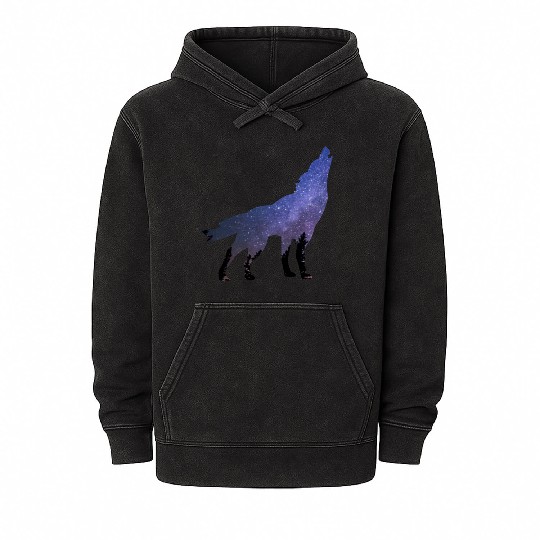 Wolf wolves galaxy howl Mineral Wash Hoodies