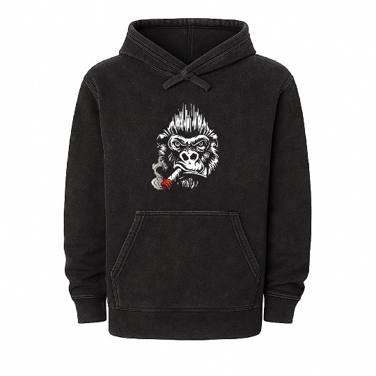 Gorilla smokes cigar, Big Boss Mineral Wash Hoodies gift