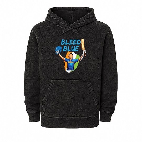 Indian Cricket Team Supporters Bleed in Blue Mineral Wash Hoodies