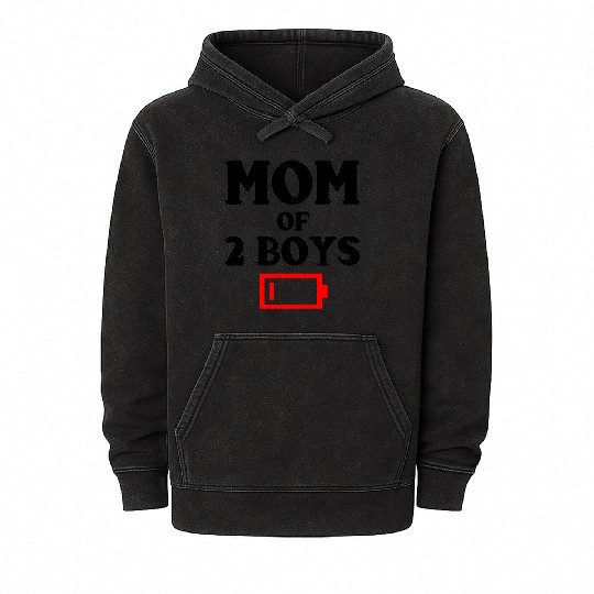 Tired Mom Of 2 Boys Funny Mother Of Two Sons Mineral Wash Hoodies