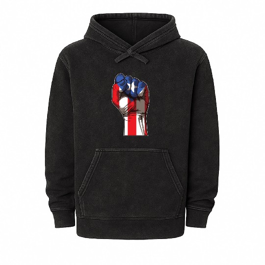 Puerto Rico Fist | Proud Boricua Flag Mineral Wash Hoodies