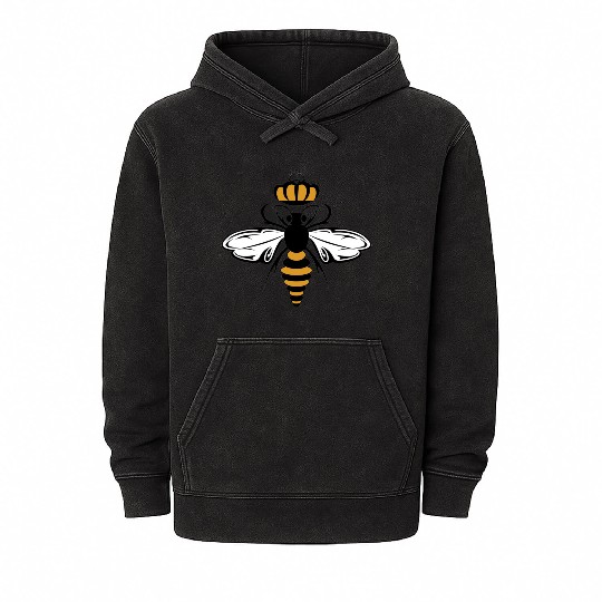 Queen Bee with Crown Motif Mineral Wash Hoodies