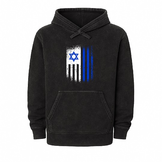 Israel Flags Design / Jerusalem Haifa Tel-Aviv Mineral Wash Hoodies