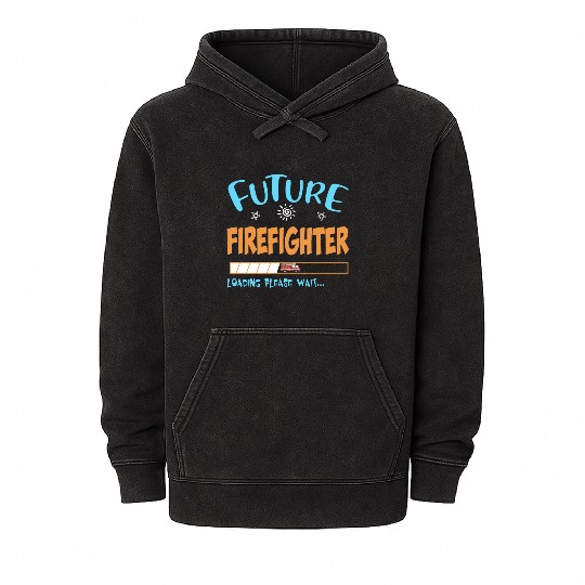 Future youth firefighter loading please wait firef Mineral Wash Hoodies