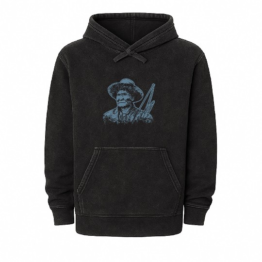 Geronimo Apache Native American Indian Warrior Mineral Wash Hoodies