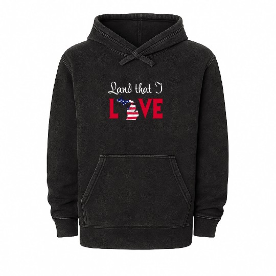 Michigan USA Land That I Love Patriotic July 4th T Mineral Wash Hoodies