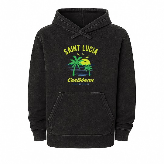 Saint Lucia Caribbean Paradise Gift and Souvenir Mineral Wash Hoodies