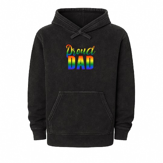 Proud Dad LGBT Gay Pride Mineral Wash Hoodies