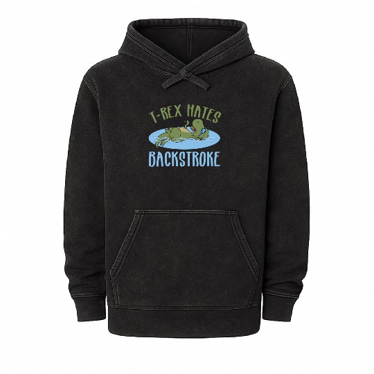 Trex Swimming Funny Dinosaur Swimming Team Gift Mineral Wash Hoodies
