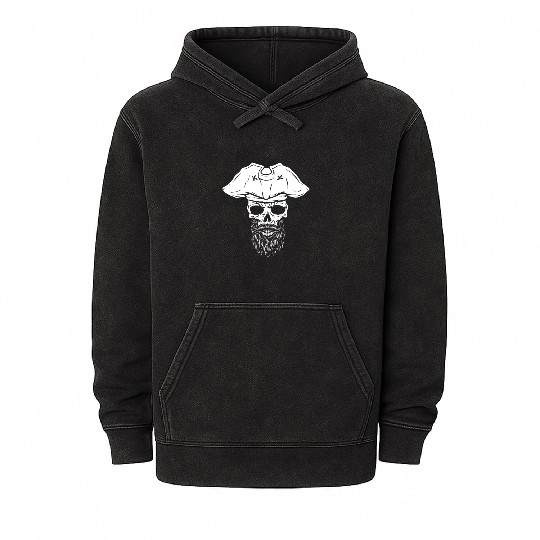 Pirate - skull with pirate hat Mineral Wash Hoodies