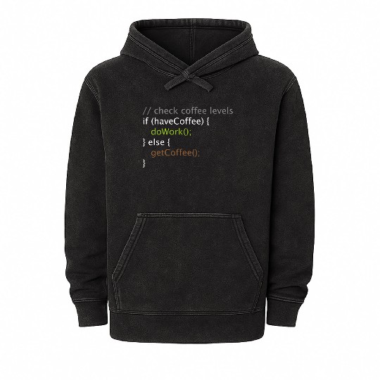 Computer Science Nerd Geek Programmer Coffee Work Mineral Wash Hoodies