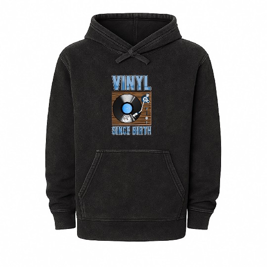 Vinyl Since Birth Retro Pride Turntable Record Mineral Wash Hoodies