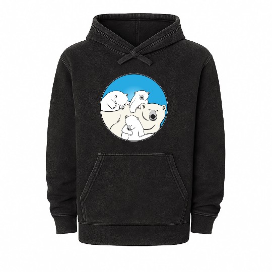 The polar bear family Mineral Wash Hoodies